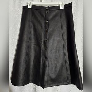 Jenna Rose Black Faux Leather Snap Buttom Skirt Size 12